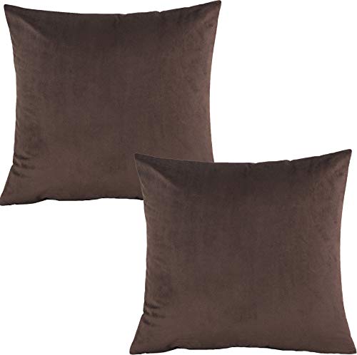 Tennove 45x45cm Samt Kissenbezug 2er Set Soft Zierkissenbezüge Dunkelbraun Kissenbezüge Dekorativer Kissenbezug Kissenhülle für Sofa Couch Home Schlafzimmer von Tennove