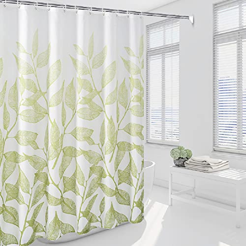 Tennove Duschvorhang 150 x 200cm Dicke Polyester Stoff Grüne Pflanzen Badezimmer Duschvorhang Lange Waschbare wasserdichte Badewanne Bad Vorhang Sets mit Haken, Gewichteter Saum von Tennove