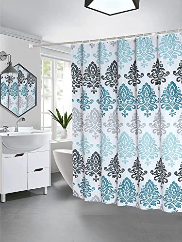 Tennove Duschvorhang 180 x 180cm Dicke Polyester Stoff Geometrisch Badezimmer Duschvorhang Lange Waschbare wasserdichte Badewanne Bad Vorhang Sets mit Haken, Gewichteter Saum von Tennove