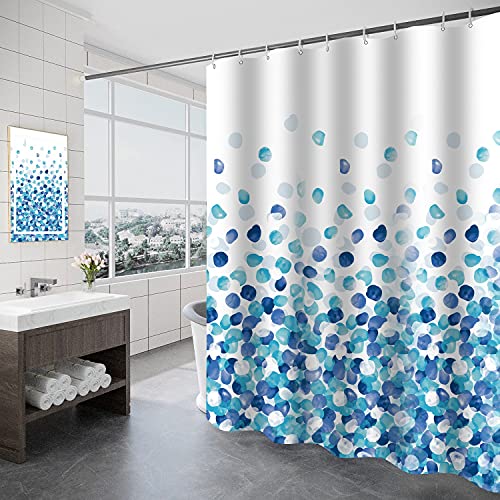 Tennove Duschvorhang 180 x 200cm Dicke Polyester Stoff Blaue Blütenblätter Badezimmer Duschvorhang Lange Waschbare wasserdichte Badewanne Bad Vorhang Sets mit Haken, Gewichteter Saum von Tennove