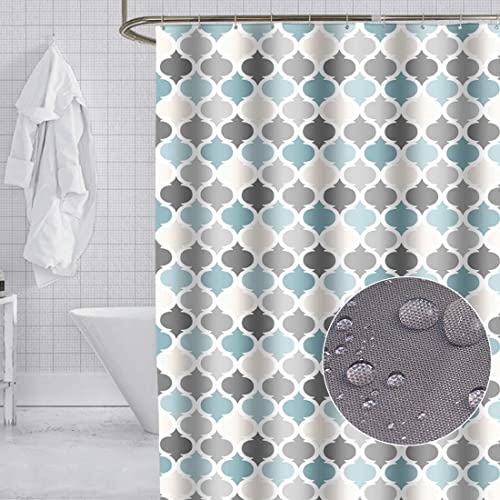 Tennove Duschvorhang 180 x 200cm Dicke Polyester Stoff Geometrisch Badezimmer Duschvorhang Lange Waschbare wasserdichte Badewanne Bad Vorhang Sets mit Haken, Gewichteter Saum von Tennove