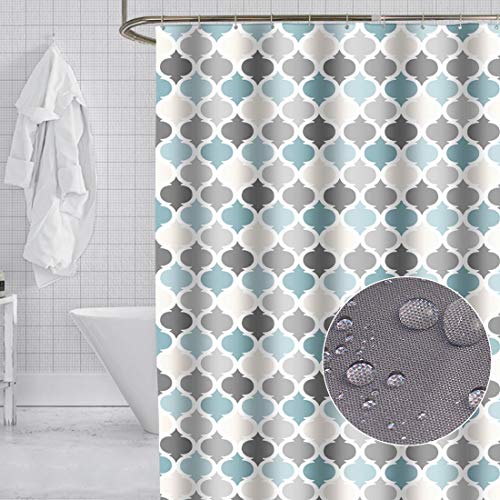 Tennove Duschvorhang 200 x 200cm Dicke Polyester Stoff Geometrisch Badezimmer Duschvorhang Lange Waschbare wasserdichte Badewanne Bad Vorhang Sets mit Haken, Gewichteter Saum von Tennove