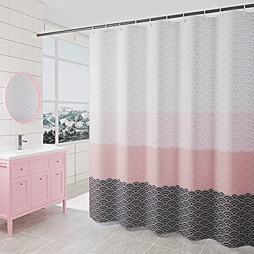 Tennove Duschvorhang 200 x 200cm Dicke Polyester Stoff Geometrisches WLAN Badezimmer Duschvorhang Lange Waschbare wasserdichte Badewanne Bad Vorhang Sets mit Haken, Gewichteter Saum von Tennove