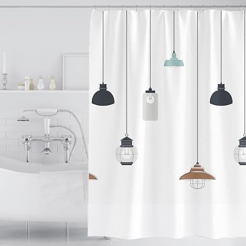 Tennove Duschvorhang 200 x 200cm Dicke Polyester Stoff Modern Badezimmer Duschvorhang Lange Waschbare wasserdichte Badewanne Bad Vorhang Sets mit Haken, Gewichteter Saum von Tennove