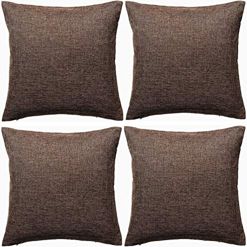 Tennove Kissenbezug 4er Set Leinen Baumwolle Kissenhülle Vintage Style Quadratische 40 x 40cm Dekokissen Kissenbezüge Dekorative Zierkissenbezüge für Sofa, Couch, Bet von Tennove