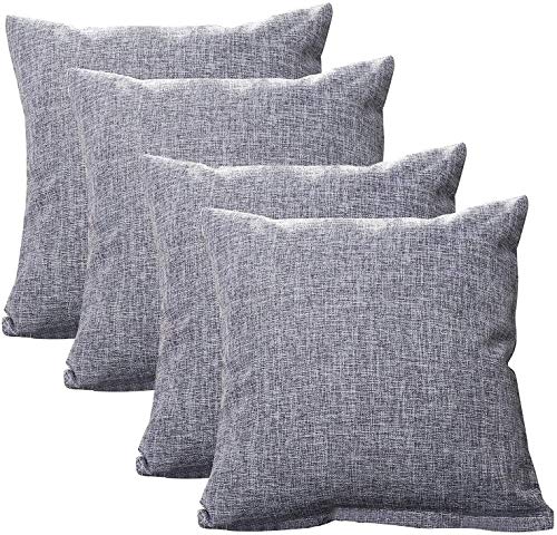 Tennove Kissenbezug 4er Set Leinen Baumwolle Kissenhülle Vintage Style Quadratische 50 x 50cm Dekokissen Kissenbezüge Dekorative Zierkissenbezüge für Sofa, Couch, Bet von Tennove