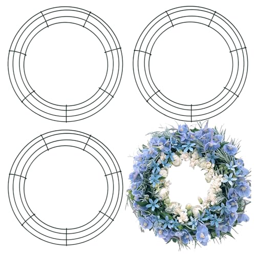 3 Stück Draht Kranz Frame, dunkelgrün rund geformten Kranz Frame 12 Zoll Metalldraht Kranz Formen für runde Kranz DIY Handwerk, Weihnachten Blume Kranz Frame für Dekoration Hochzeit Urlaub Party von Tenorbass