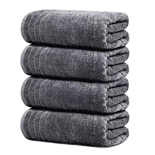Tens Towels Große Badetücher, 100% Baumwolle, 76,2 x 152,4 cm, extra große geringes Gewicht und super saugfähig, schnell trocknend, perfekte Badtücher für den täglichen Gebrauch (4 Stück) (dunkelgrau) von Tens Towels