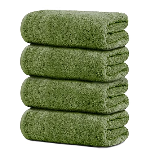 Tens Towels Große Badetücher, 100% Baumwolle, 76,2 x 152,4 cm, extra große geringes Gewicht und super saugfähig, schnell trocknend, perfekte Badtücher für den täglichen Gebrauch (4 Stück) (Waldgrün) von Tens Towels