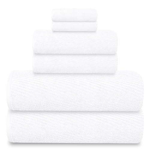 Tens Towels Zero Twist Handtuch-Set, 2 Badetücher, 2 Handtücher, 2 Handtücher, 100 % Baumwolle, leicht, extra saugfähig, außergewöhnliche Weichheit, perfekt für Badezimmer, Weiß, 6 Stück Tens Towels Zero Twist Handtuch-Set, 2 Badetücher, 2 Handtücher, 2 Handtücher, 100 % Baumwolle, leicht, extra saugfähig, außergewöhnliche Weichheit, perfekt für Badezimmer, Weiß, 6 Stück von Tens Towels