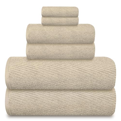 Tens Towels Zero Twist Handtuch-Set, 2 Badetücher, 2 Handtücher, 2 Handtücher, 100 % Baumwolle, leicht, extra saugfähig, außergewöhnliche Weichheit, perfekt für Badezimmer (Beige) von Tens Towels