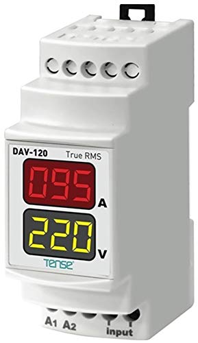 Tense Elektronik DAV 120 Einbaumessgerät Multimeter zur Messung von Strom und Spannung bei 1 Phasigen Verbrauchern und Netzen DIN Schiene Hutschiene digital, Grau von Tense Elektronik