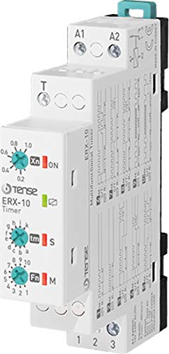 Tense Elektronik ERX-10 Universal Zeitrelais Multifunktions Timer für Hutschiene, Treppenhausschaltung, 10 unterschiedliche Funktionen, Grau, 6,54 x 17,8 x 9,1 cm von Tense Elektronik