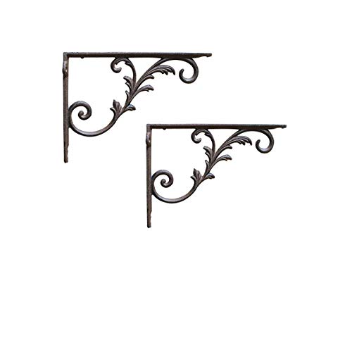TentHome 2 Stück Winkel Wandhalter Gusseisen Antik Regalträger Regalhalter Landhaus Regalwinkel Winkelträger Regalbodenträger Regalkonsole (B) von TentHome