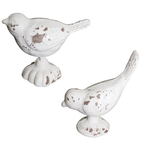 TentHome 2er Set Gartenfiguren Vögel Gusseisen Dekovogel Spatz Figuren Shabby chic Weiß Vogelfigur Gartendeko Dekofiguren in Antik Vogelskulpturen für Balkon Garten Terrasse Rasen TentHome 2er Set Gartenfiguren Vögel Gusseisen Dekovogel Spatz Figuren Shabby chic Weiß Vogelfigur Gartendeko Dekofiguren in Antik Vogelskulpturen für Balkon Garten Terrasse Rasen von TentHome