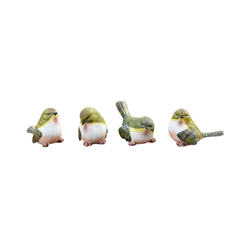 TentHome 4er Set Gartenfiguren Vögel Tierfigur Spatz Figuren Vogel Kunstharz Vogelskulpturen Handbemalt Dekovogel für Balkon Garten Rasen Teich grün von TentHome