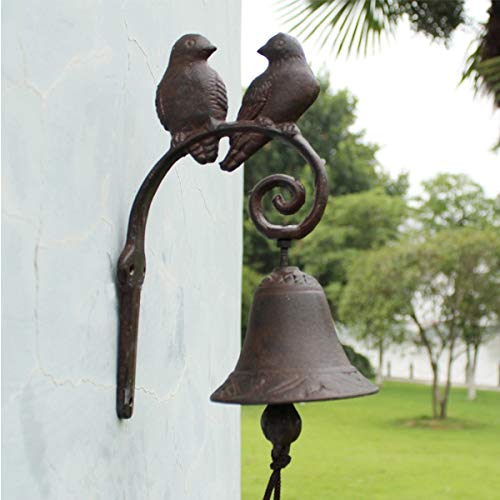 TentHome Antik Glocke Türglocke Rustikal Nostalgisch Gusseisen Vogelmotive, braun Landhaus Gartendeko von TentHome