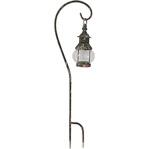 TentHome Antik Laternenstab Garten Laternenstecker Gartenstecker Laternen auf Stab Metall Windlicht Glas Gartenstab mit Ständer Landhaus Stallaterne Draußen Deko - H56,5cm, S von TentHome