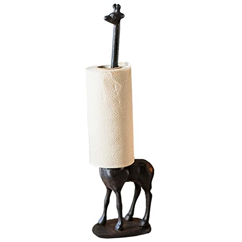 TentHome Antik Toilettenpapierhalter Gusseisen Küchenrollenhalter Stehend WC Papierhalter Ohne Bohren Ersatzrollenhalter Badezimmer (Giraffe) von TentHome