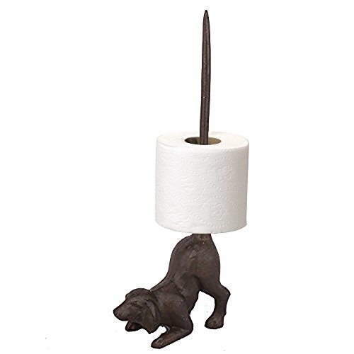 TentHome Antik Toilettenpapierhalter Gusseisen Küchenrollenhalter Stehend WC Papierhalter Ohne Bohren Ersatzrollenhalter Badezimmer (Hund) von TentHome