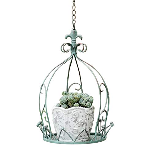 TentHome Blumentopf Hängend Metall Pflanzgefäß Hängetopf für Pflanzen Aufhänger Halter Regal Hängepflanztopf Hängeblumentopf für Garten Balkon, Innen- und Außen Grün von TentHome