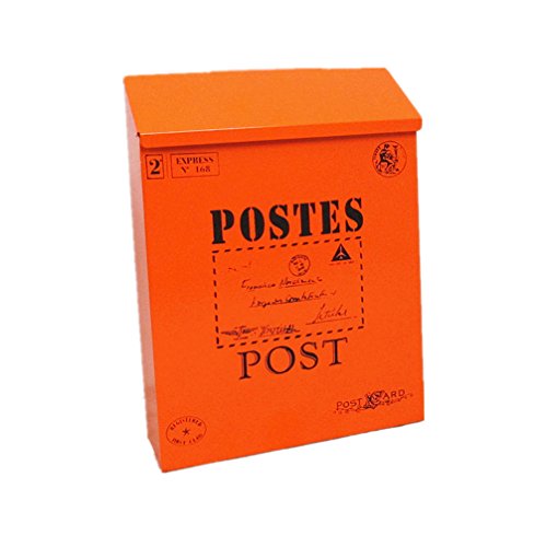 TentHome Briefkasten Postkasten Antik-Look Briefkastenanlage Mailbox Wandbriefkasten Zeitungsfach Farbiger Letterbox Zeitungskasten mit Klappe Orange 1 von TentHome