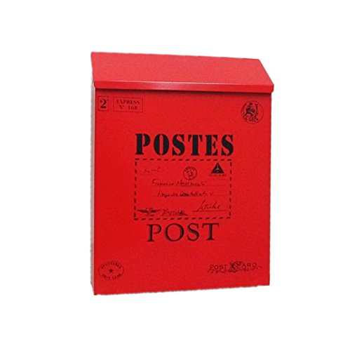 TentHome Briefkasten Postkasten Antik-Look Briefkastenanlage Mailbox Wandbriefkasten Zeitungsfach Farbiger Letterbox Zeitungskasten mit Klappe Rot 1 von TentHome