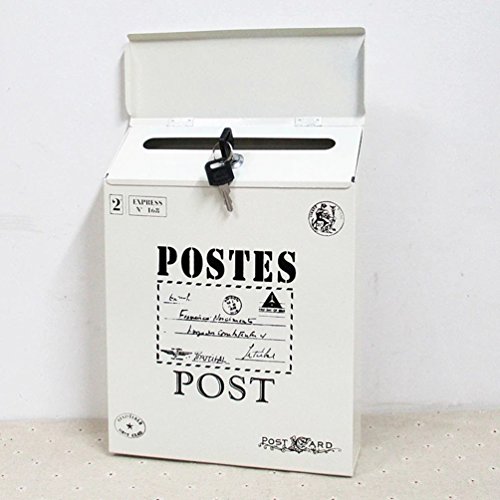 TentHome Briefkasten Postkasten Antik-Look Briefkastenanlage Mailbox Wandbriefkasten Zeitungsfach Farbiger Letterbox Zeitungskasten mit Klappe Weiß1 von TentHome