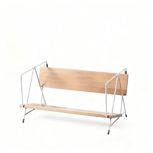 TentHome Bücherregal Klein Holz Schreibtisch-Organizer Sofa-förmiges Tischregal Bücher Regal CDs Zeitschriften Bücher-Display Metall Ständer Aufbewahrungsregal für Büro Kinderzimmer Naturholz von TentHome