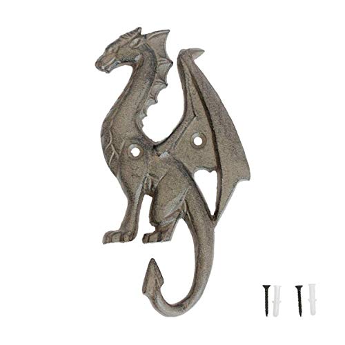 TentHome Garderobenhaken Gusseisen Haken Antik Rustikale Wandhaken Nostalgie Dekorative Drache Garderobe für Wandbehang Schlüssel Kleidung Mäntel Handtuch (Drache1 (9,2 x 2,3 x 17cm)) von TentHome