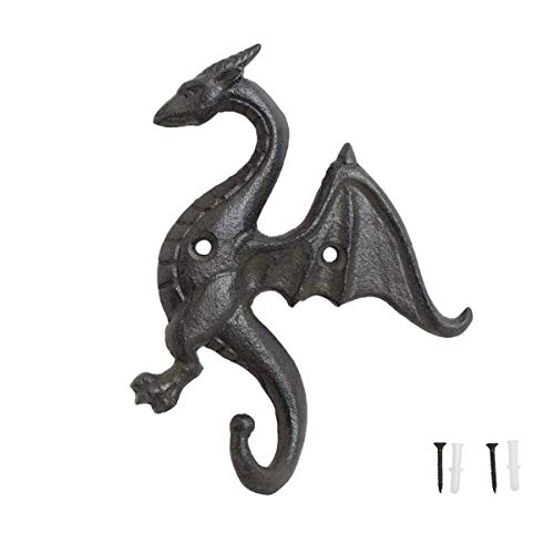 TentHome Garderobenhaken Gusseisen Haken Antik Rustikale Wandhaken Nostalgie Dekorative Drache Garderobe für Wandbehang Schlüssel Kleidung Mäntel Handtuch (Drache4 (11,1 x 2,1 x 14,1 cm)) von TentHome