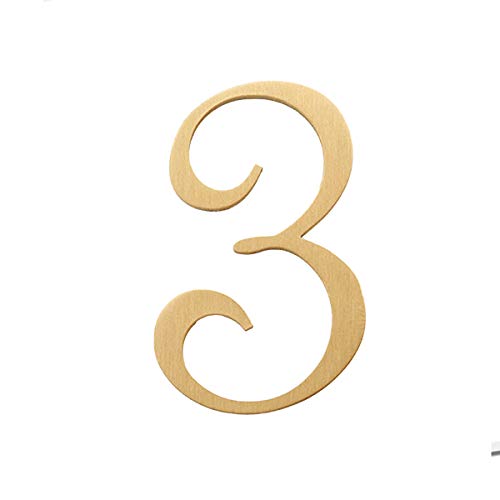 TentHome Hausnummer Messing Türnummer Zahlen selbsklebende Briefkastenzahlen edles 3D Nummer 5cm Gold für Hausschild Türschild Adressschild Wohn- und Briefkastenschilder (3) von TentHome