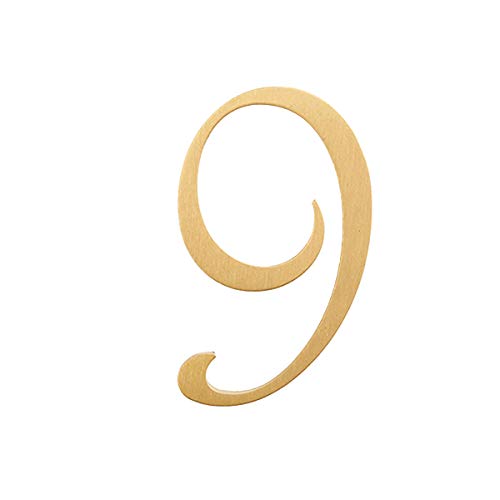 TentHome Hausnummer Messing Türnummer Zahlen selbsklebende Briefkastenzahlen edles 3D Nummer 5cm Gold für Hausschild Türschild Adressschild Wohn- und Briefkastenschilder (9) von TentHome