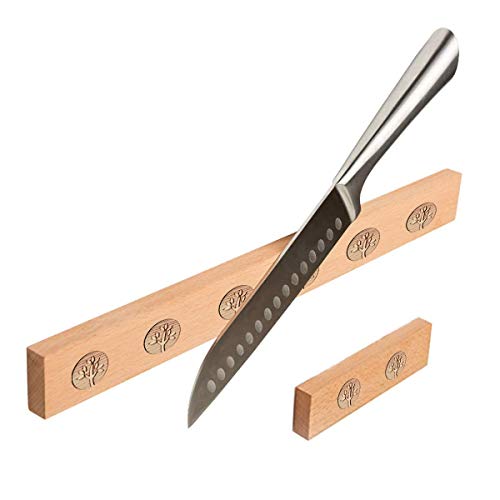 TentHome Messerhalter magnetisch/Magnetleiste Wand Magnethalter Küche Messer Messerleiste Holz 40 cm für Küchenutensilien Werkzeugen (Set(15cm+40cm), 3A Buchenholz) von TentHome