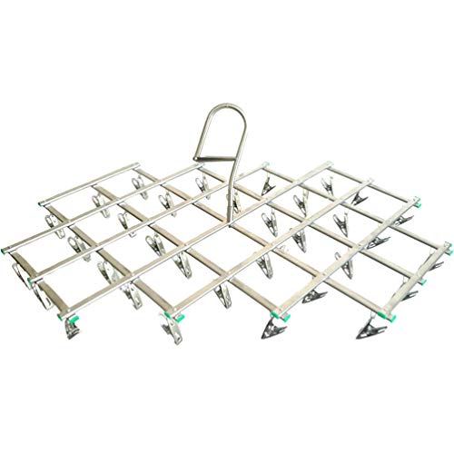 TentHome Mini Wäschespinne Socken Trockengestell Faltbar 20/35 Klammern Multifunktional Wäschetrockner Edelstahl Wäscheklammern Winddicht Wäscheständer mit Haken (35Clips) von TentHome