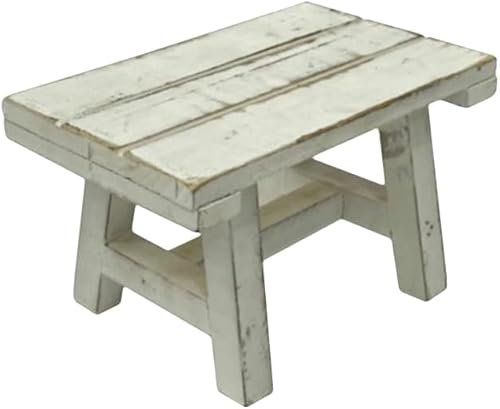 TentHome Rustikaler Pflanzenhocker Blumenständer Holz Shabby Sitzhocker Fußhocker Tritthocker Kinderhocker Kleiner Holzhocker für Kinderzimmer Garten Weiß Rechteckig von TentHome
