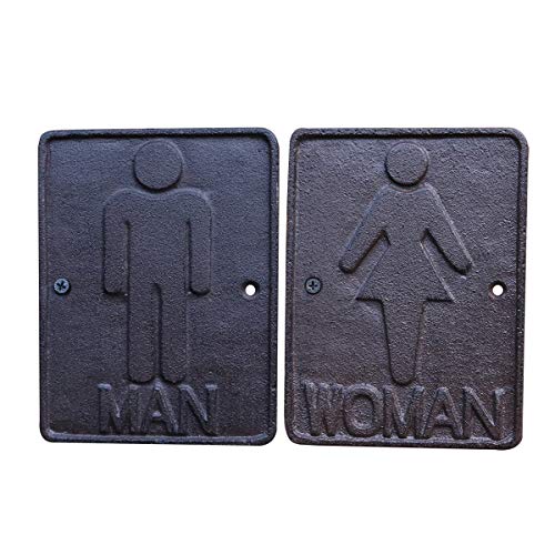 TentHome Vintage WC Schild Türschild Toilettenschild Mann Frau WC Schilder Hinweisschild Damen Herren Getränkerückgabe Schild Antik Gusseisen Rustikal von TentHome