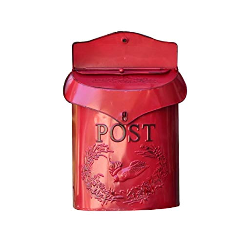 TentHome Wand Briefkasten Wandbriefkasten Postkasten Mailbox Metall Landhaus Post Zeitung Vogel Motiv Briefkastenanlage Farbiger Letterbox Abschließbar mit klappe (Rot) von TentHome