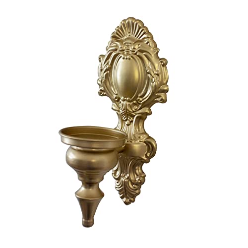 TentHome Wandleuchter Kerzenhalter Kerze Wand Kerzenständer Stumpenkerzen Französisch Barock Wandwindlicht Metall Kerzenleuchter Antik Wanddekoration für Wohnzimmer Esszimmer (Antik Gold B) von TentHome