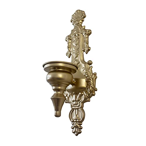 TentHome Wandleuchter Kerzenhalter Kerze Wand Kerzenständer Stumpenkerzen Französisch Barock Wandwindlicht Metall Kerzenleuchter Antik Wanddekoration für Wohnzimmer Esszimmer (Antik Gold C) von TentHome