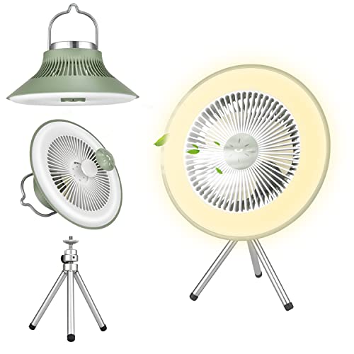 Tentock USB Ventilator Akku, Mini Ventilator Leise mit Licht & Haken, 3 Geschwindigkeiten Tragbare Ventilator klein Mit Aromatherapie-Tabletten für Camping Freien Hause Büro (Grün) von Tentock