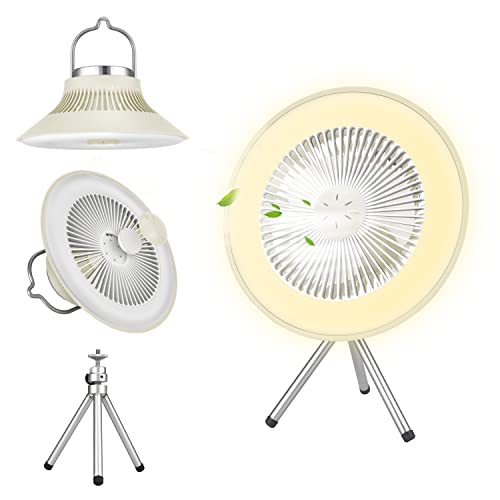 Tentock USB Ventilator Akku, Mini Ventilator Leise mit Licht & Haken, 3 Geschwindigkeiten Tragbare Ventilator klein Mit Aromatherapie-Tabletten für Camping Freien Hause Büro (weiß) von Tentock