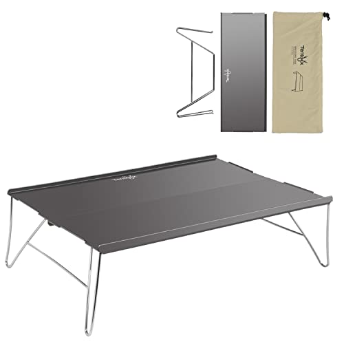 Tentock Tragbarer Camping Klapptisch mit Aluminium Tischplatte Falttisch Zusammenklappbar mit Tragetasche für Outdoor Picknick Angeln Strand(Hellgrau) von Tentock