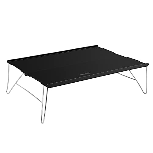 Tentock Tragbarer Camping Klapptisch mit Aluminium Tischplatte Falttisch Zusammenklappbar mit Tragetasche für Outdoor Picknick Angeln Strand(schwarz) von Tentock