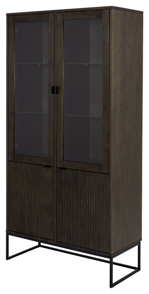 Tenzo Vitrine BALI Geriffelte Eichenfront, verstellbare Einlegeböden, glatte Oberfläche von Tenzo