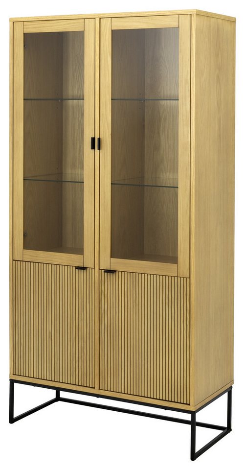 Tenzo Vitrine BALI Geriffelte Eichenfront, verstellbare Einlegeböden, glatte Oberfläche von Tenzo