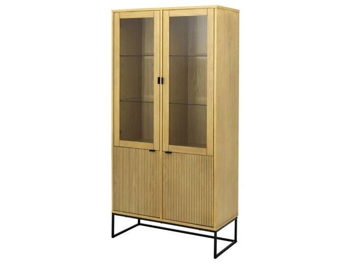 Tenzo Vitrine BALI Geriffelte Eichenfront, verstellbare Einlegeböden, glatte Oberfläche von Tenzo