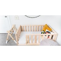 Handgefertigtes Montessori Bett | Bodenbett Naturholzdekor Benutzerdefinierte Größenauswahl Teobeds von TeoBeds