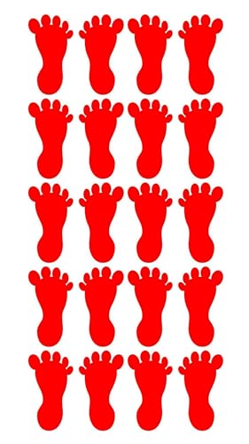 10 Pairs Footprint Stickers, Footprint Floor Stickers, Wall Stickers, Keep Distance Stickers, Self-Adhesive Feet Stickers(Rot) von Teogneot