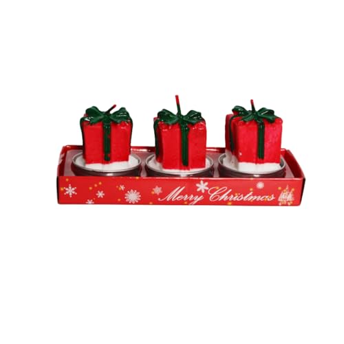 Christmas Xmas Candle 3 Stück Weihnachten Teelicht Kerzen für Zuhause Weihnachtskerzen Dekoration (Weihnachtsgeschenkbox Kerzen) von Teogneot